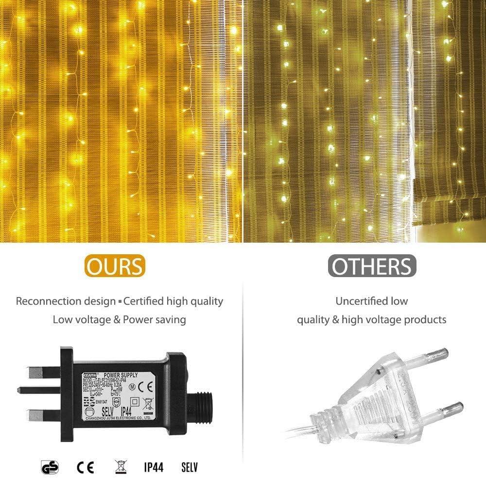 Elegear 6m x 3m Curtain Lights Mains Powered 600 LED - Image 5