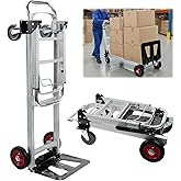 Noliven 2-in-1 Heavy Duty Aluminum Hand Truck, 485lbs Load Capacity, Folding Convertible Hand Utility Cart, Heavy Duty Indust