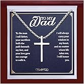 TEN MIRO S925 Sterling Silver Cross Necklace for Men Solid Sterling Silver Cross Pendant Necklace for Men Mens Cross Necklace Jewelry Gifts with Box & Card Birthday Anniversary Christmas Father's Day
