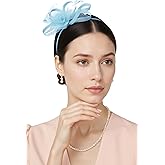 BABEYOND Fascinators Hats for Women - Tea Party Hats Kentucky Elegant Tulle Feather Bridal Wedding Ribbon Headband Hair Clip