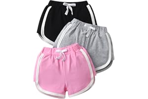 Swicedly Toddler Baby Girls Casual Shorts 3-Pack Summer Elastic Stripes Loose Harem Shorts
