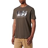 Armani Exchange Mens Classic Ax Armani Exchange Box Logo with Camo Background Regular Fit Tee