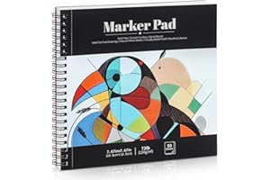 50 Sheets Marker Paper Pad, 7.6×7.6 Inch Bleedproof Art Sketch Pad, 73lb/120gsm Drawing Paper Spiral Sketch Book, Painting Co