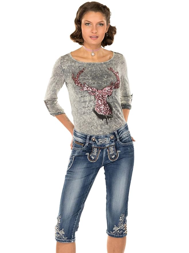 MarJo Trachtenjeans K69 Franziska Kniebund blau