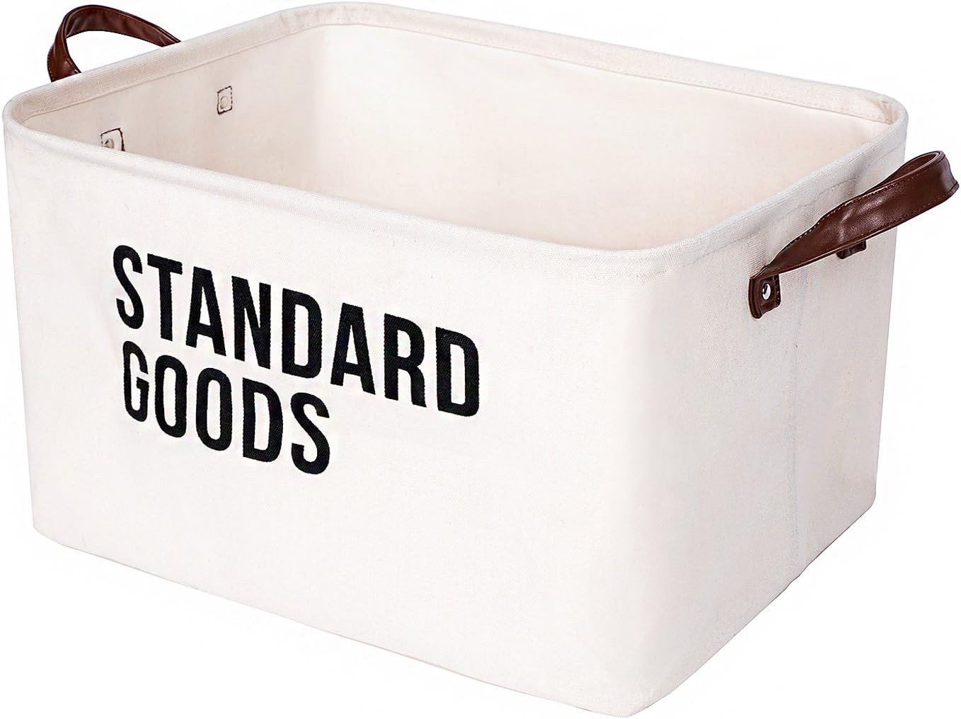 Collapsible Storage Bin Basket - Foldable Canvas Fabric Storage Box with Handles for Home Office Closet - XL Decorative Off-white for Organizing Clothes, Kids Rooms, Laundry, Dog Toys, Gifts