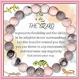 PARTNER Lizard Inspirational Birthday Gifts for Women Best Friends Unique Gifts Natural Stone Beaded Bracelets for Women Agate Beaded Jewelry with Meaningful Message Card For Lizard Lovers,Comes Packaged