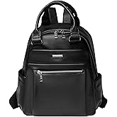 Farcauo Small Backpack for Women Mini Travel Backpack Purse PU Leather Waterproof Small Purses Cute Lightweight Back Pack Black Trendy Daypack