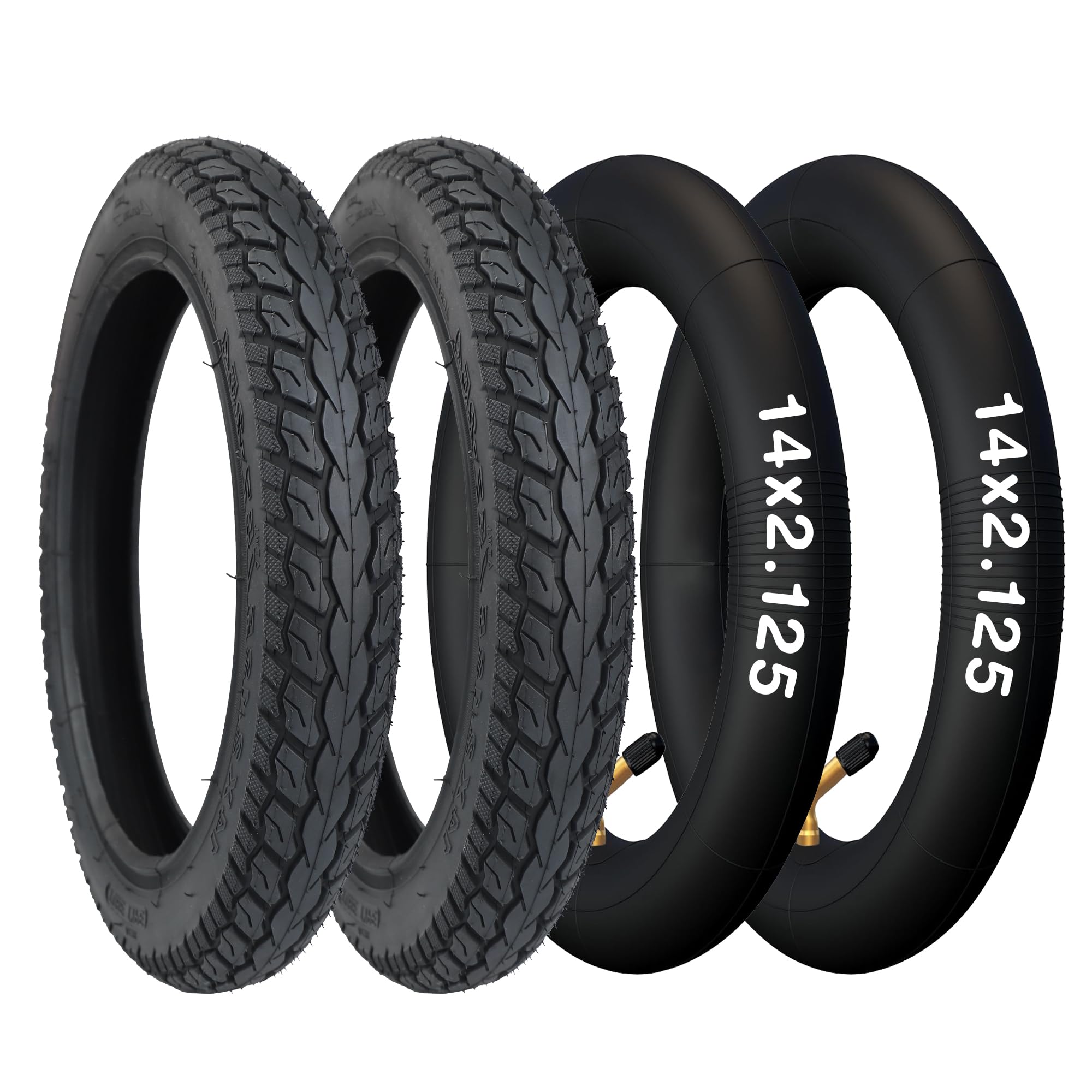 GRELiving 2 Set 14x2.125 Inch Tyre and Inner Tube(54-254) for Lithium E-Bikes, Scooters | 40 PSI | Includes 2 Tyre Levers