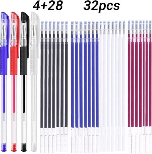 Stylos En Tissu Effaçables à La Chaleur,Stylos De Marquage En Tissu 4 Couleurs Avec 20 Recharges