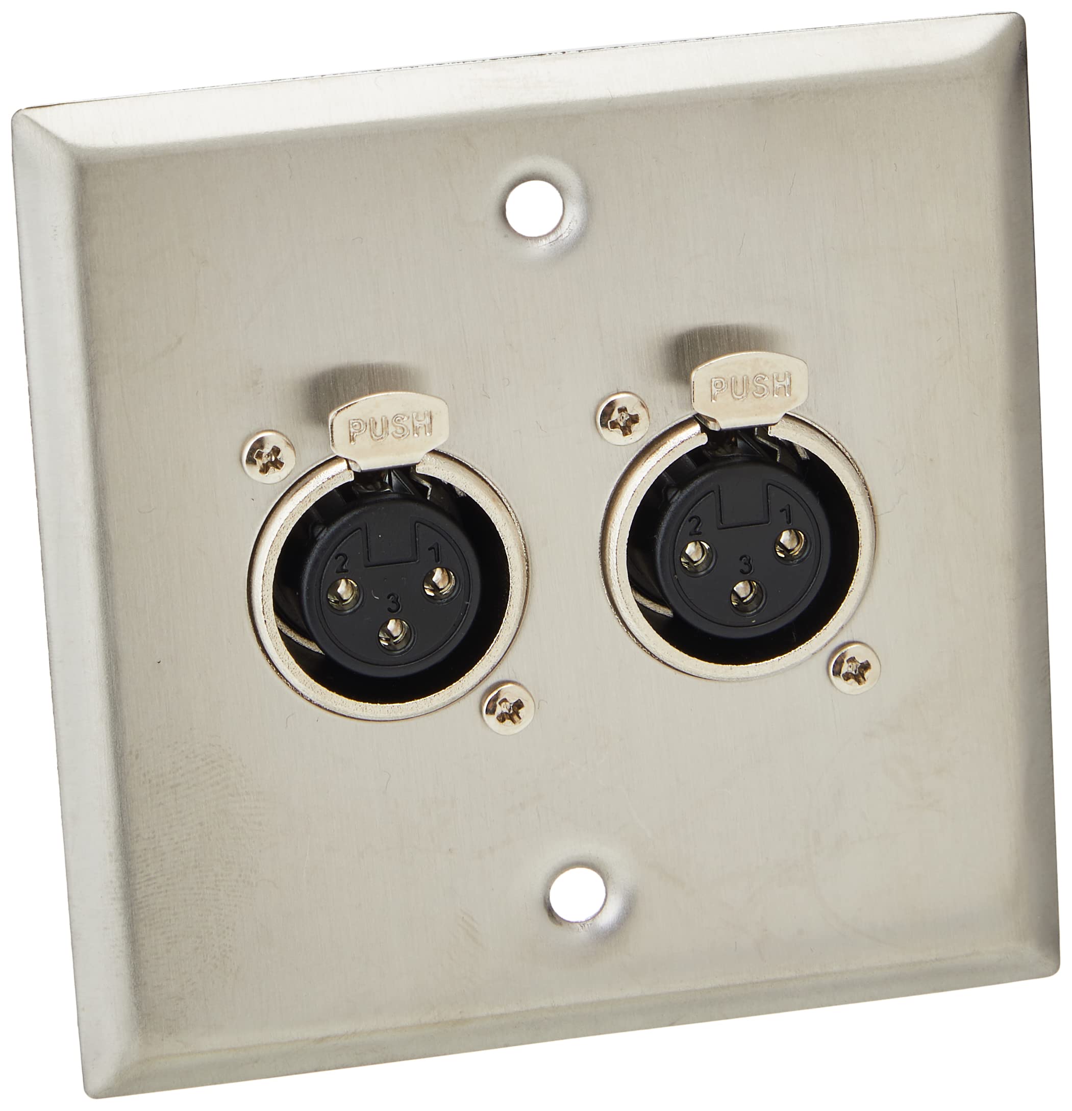 PRO SIGNAL AV Wall Plate – Dual 3-Pin Female XLR Sockets, Stainless Steel Multimedia Wallplate – PSG08155