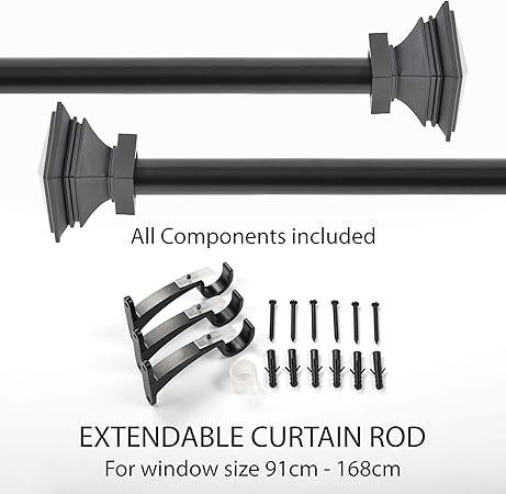 Amazon Com Deco Window 1 Inch Adjustable Black Curtain Rod For