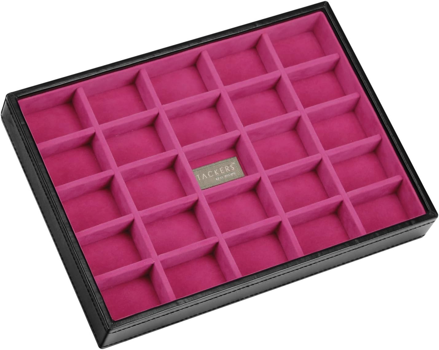 Stackers Black Classic 25 section Jewellery Box Fuchsia Pink Velvet