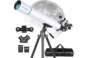 Celticbird Telescope for Adults High Powered, Travel Telescopes for Adults Astronomy Beginners Gifts, 80mm Aperture 900 Refractor Telescope with AZ Mount, Carry Bag, Phone Mount