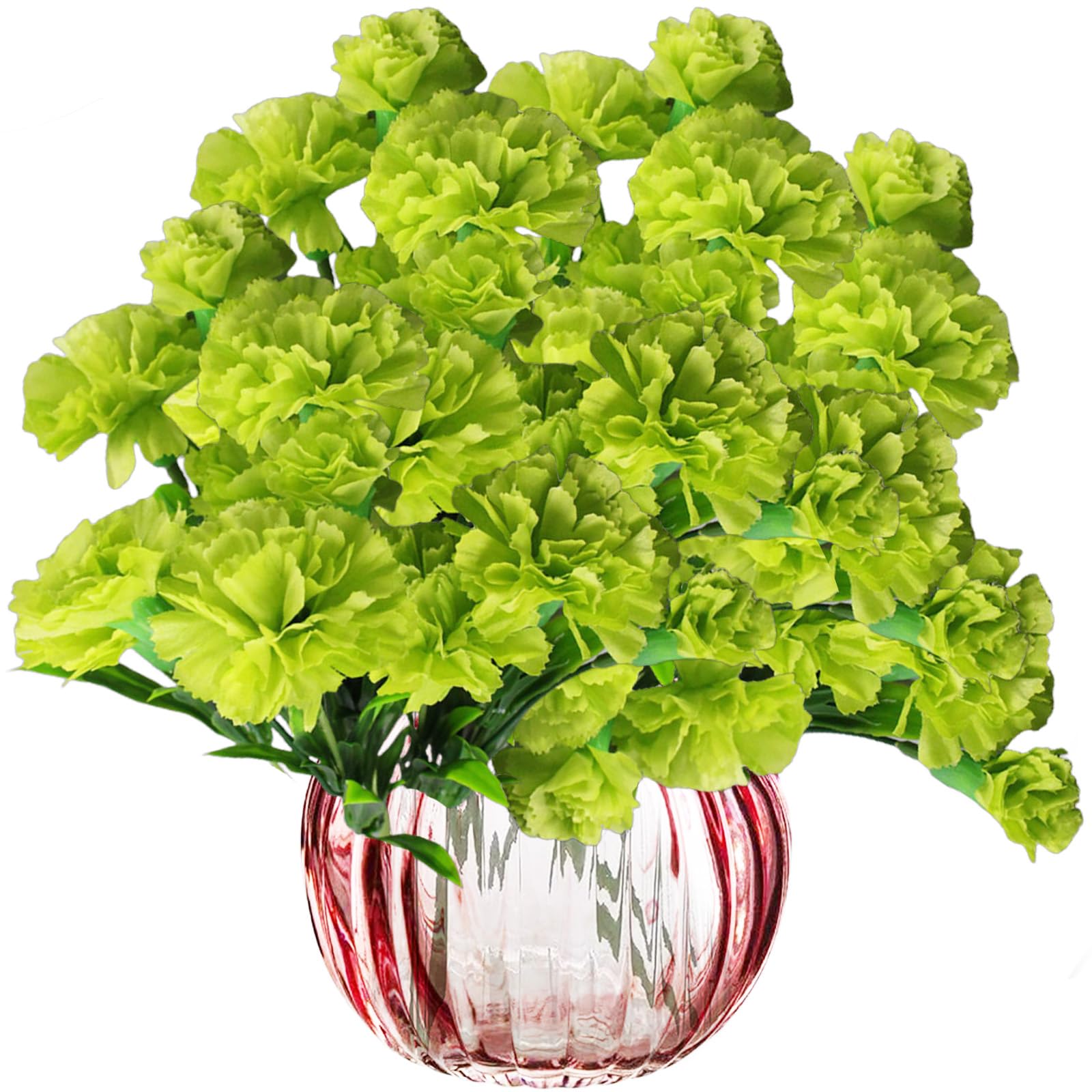 astylishome Small Artificial Flowers 40 Bunches Bouquet of Carnations Bouquets with Green Leaf for Home Party Bridal Wedding Holding Flower Festival Decor 0413