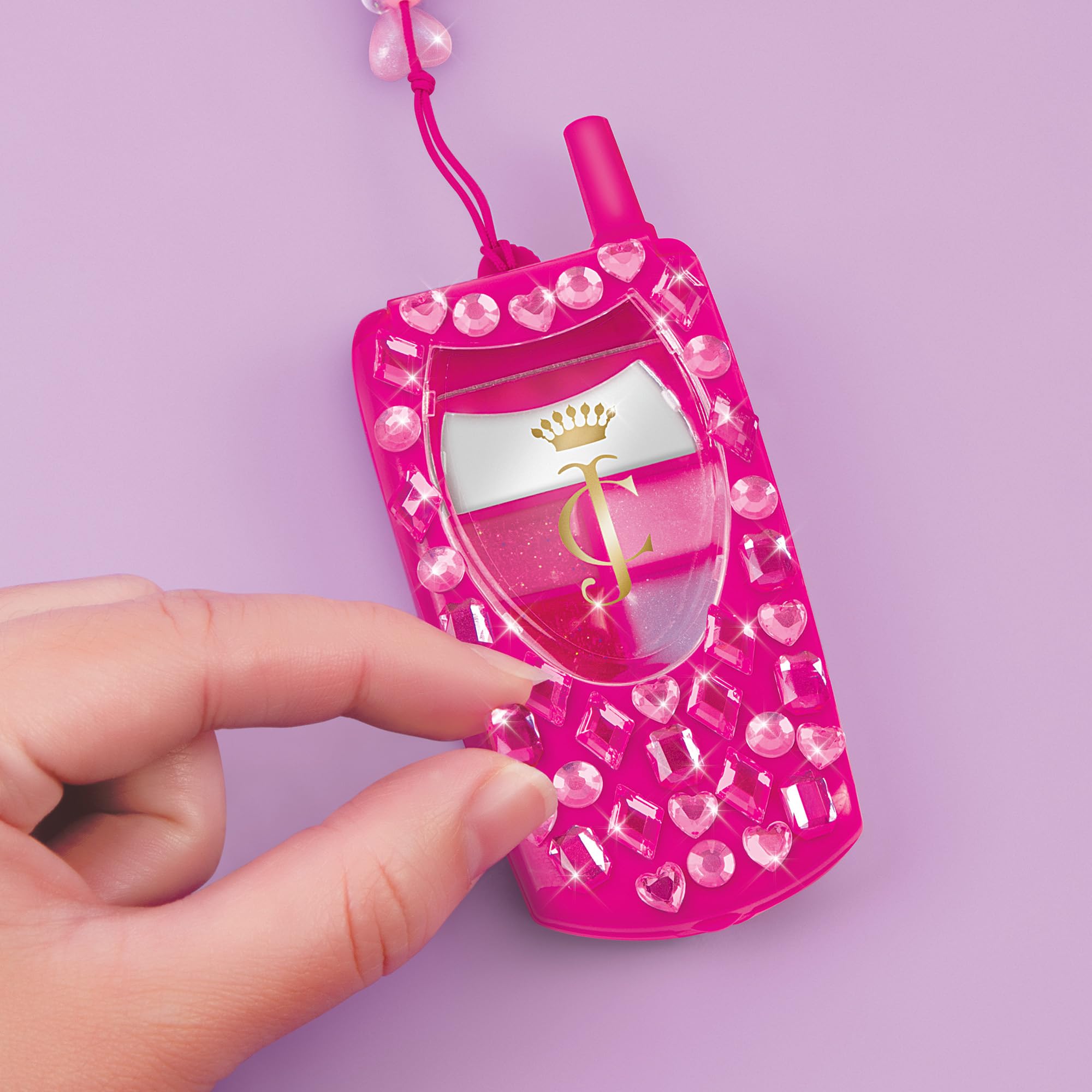 Make It Real Juicy Couture Lip Gloss Dial Up The Style Phone & DIY Lanyard - 7 Strawberry-Scented Lip Gloss Colors, Create Beaded Lanyard & Decorate with Gems for Girls Ages 6+