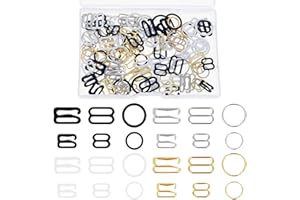 AHQiZFX 120PCS Bra Strap Hooks, Metal Bathing Suit Clips Clasp, Adjustment Slider, Bra Strap Rings for Sewing Bikini Halter Swimsuit Tops and Lingerie, 3 Styles, 2 Sizes (Black, White, Gold, Silver)