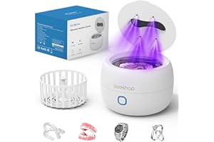 BEESHOP Ultrasonic Retainer Cleaner, 45kHz Retainer Cleaner Machine with 3 Modes, 200ML Dental Cleaning Pod for Dentures, Mouth Guards, Aligner, Night Guard, Braces, Jewelry (White)