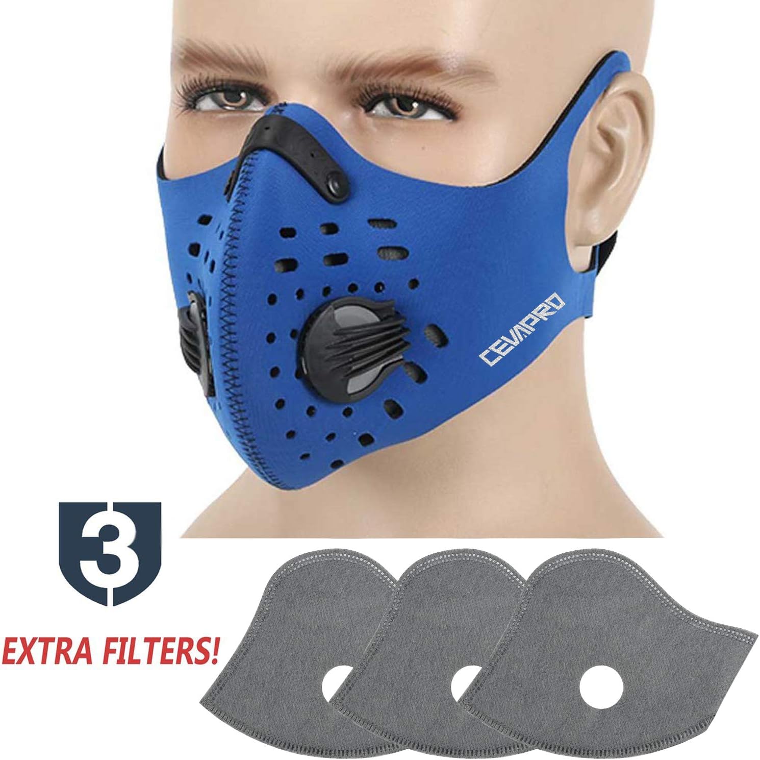 TOLEMI Dustproof Mask Anti-Dust Mask Earloop Anti Pollution Mask Adjustable Nose Clip Air Masks Respirator Women Men PM 2.5 Filter for Cycling Running Garden Wood Work House Cleaning Outdoor - Blue