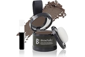 BRIMFULITE Hair Root Touch Up Powder, Quick Cover Gray Hairline Powder, Windproof & Sweatproof Root Cover Up Powder for Women Men with Compact Puff and Mirror 0.14 Oz. (Medium Brown, 0.14 Oz.)