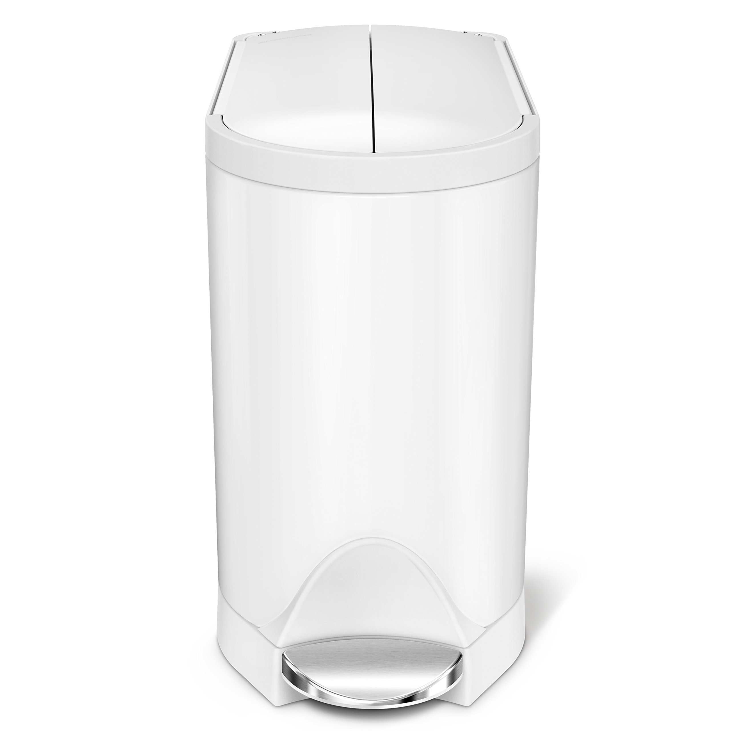 simplehuman 10 Liter / 2.6 Gallon Butterfly Lid Bathroom Step Trash Can