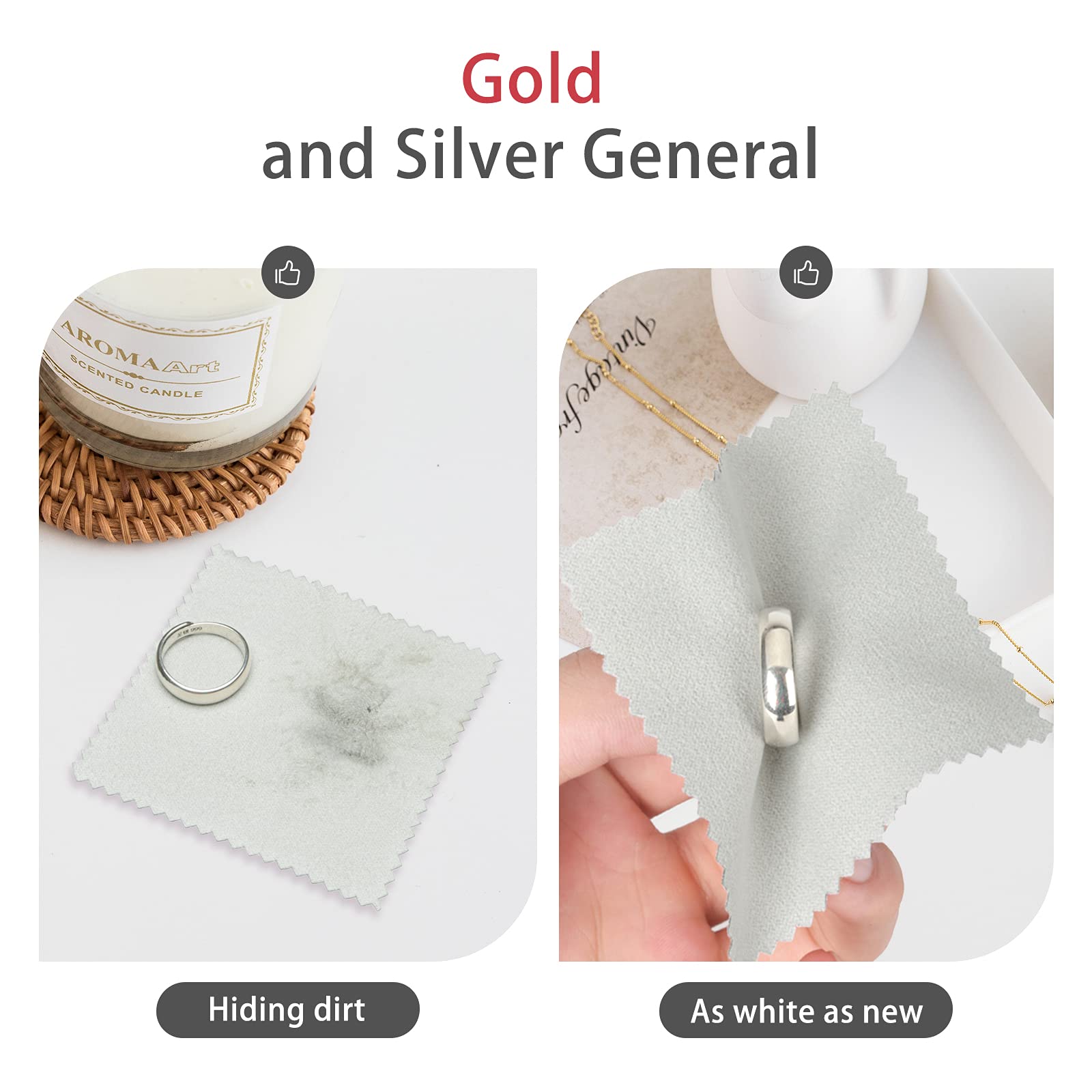 CATIFLIN 100pcs Jewelry Cleaning Cloth, Silver Polishing Cloth Individually Wrapped, Small Jewelry Polishing Cloth for Sterling Silver, Gold, Platinum and More (Light Gray, 3.15