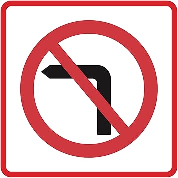 Amazon Com 6 Pack No Left Turn Picture Red Black White Road Street Signs Commercial Plastic Square Sign 12x12 Office Products