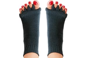 Hydrothotics Happy Feet Toe Separator Socks - Comfortable Alignment Socks – Washable Massage Socks – Prevent Foot Cramp and hammertoes - Black