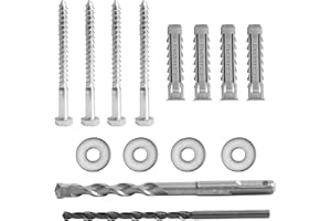 Mount-It! Universal TV Mounting Hardware Kit, Lag Screw and Drill Bit Set Includes Screws, Washers, Fischer Anchors, Wood Drill Bit and Concrete Drill Bit for Easy Installation