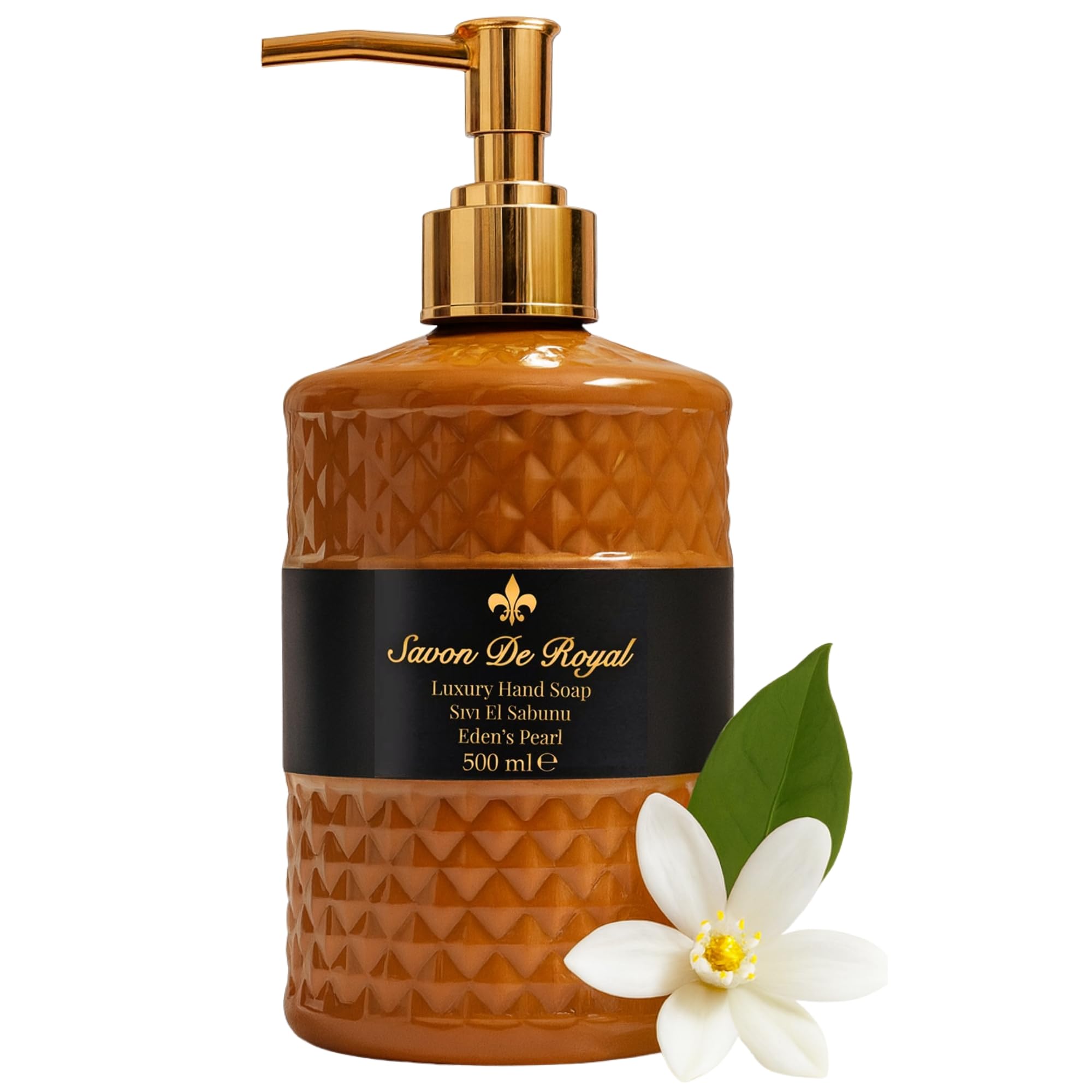 Savon De Royal Series Eden’s Brown Pearl Luxury Hand Soap, 500ml Pump Bottle, Elegant Fragrance