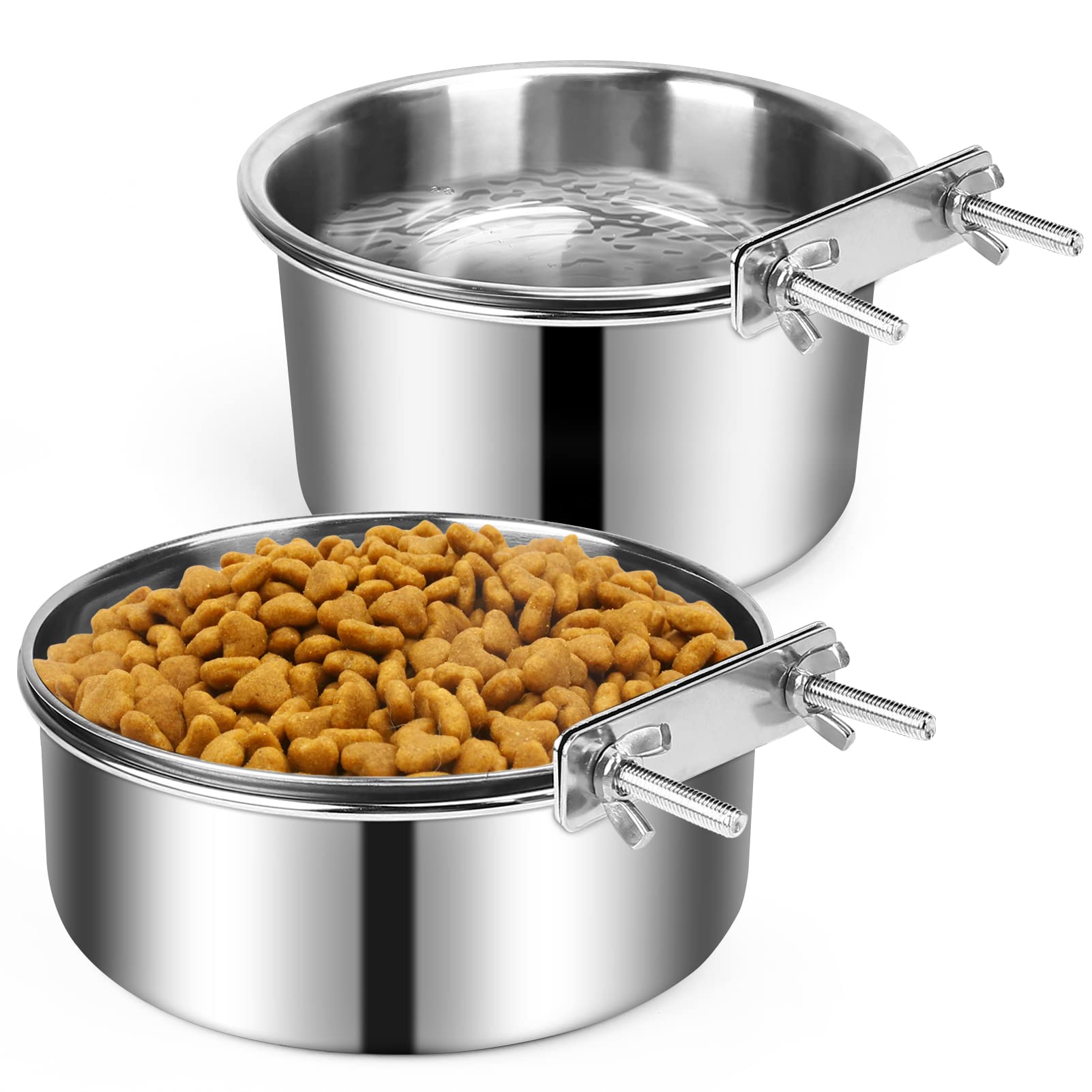 Photo 1 of Dog Crate Water Bowl, 2 pcs Stainless Steel Large Dog Bowls 40oz & 60oz, Durable Anti-Spill Pet Metal Bowl for Cage Kennel Crate, Hanging Water/Food Bowl for Medium & Large Dogs