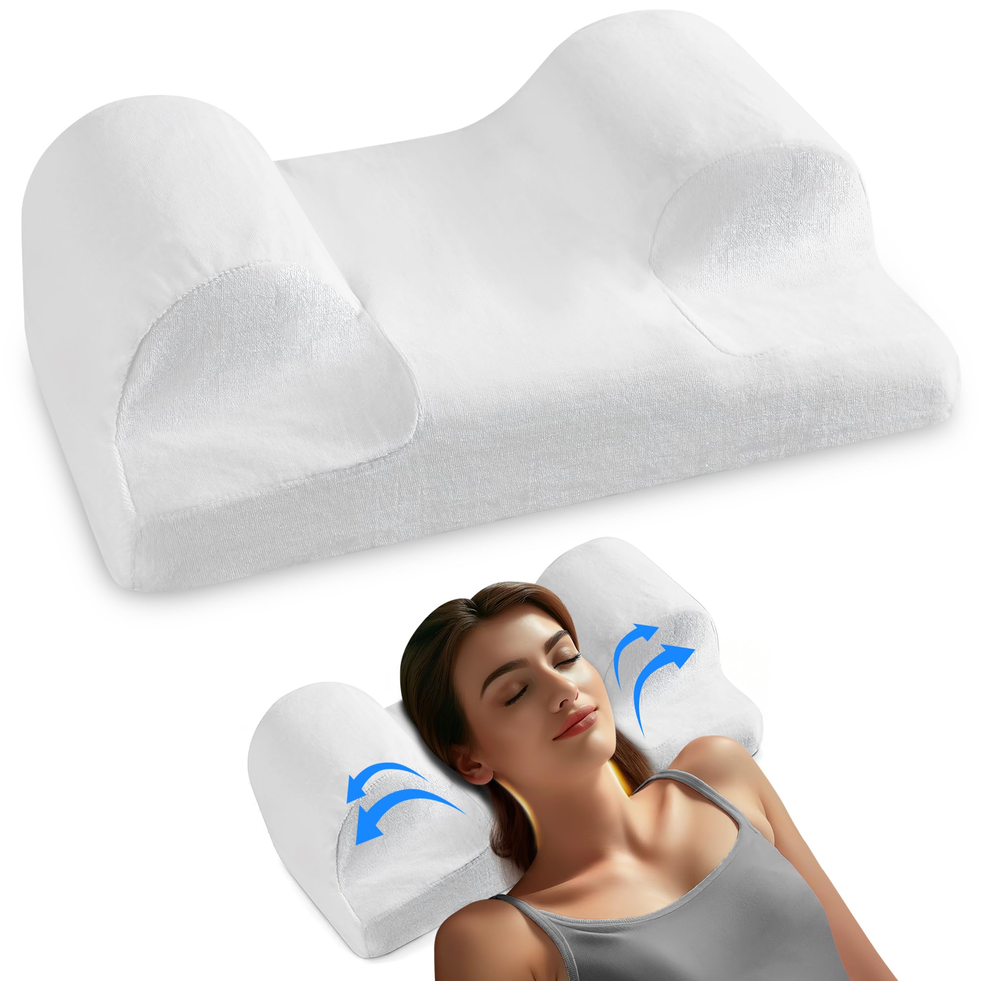 YourFacePillow - Ergonomic Cervical Memory Foam Pillow for Comfortable Back Sleeping - Neck & Shoulder Support - Best Sleep Alignment - Standard