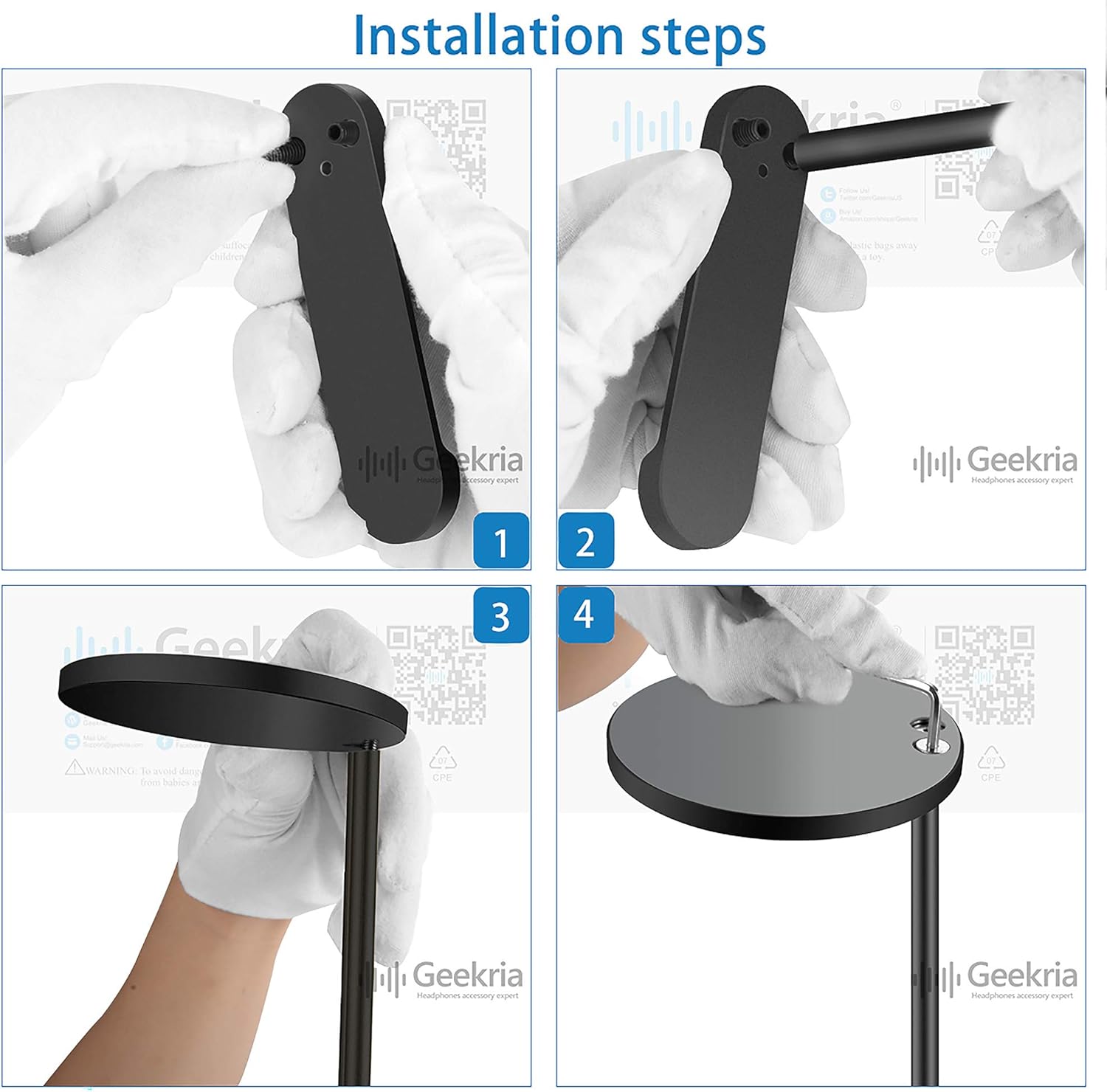 GEEKRIA Aluminum Alloy Headphones Stand for Over-Ear, Black - Image 4