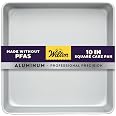 Wilton Aluminum Square Cake Pan, Made Without PFAS, 10 x 2 in | Natural Anodized Aluminum Bakeware, Even Heating & Rust-Resis