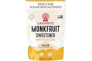 Lakanto Golden Monk Fruit Sweetener with Allulose - Raw Cane Sugar Substitute, Coffee, Tea, Baking, Erythritol Free, Gluten Free, Vegan, Keto Friendly, Sugar Replacement (Golden - 1 lb)