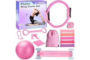 Dilobio Pilates Kit, Home Pilates Essentials Kit for Women, Pilates Equipment Ring and Ball Set, Magic Circle with 5 Resistance Bands, Hip Thrust Belt & Accessories, Toning Fitness Starter Set