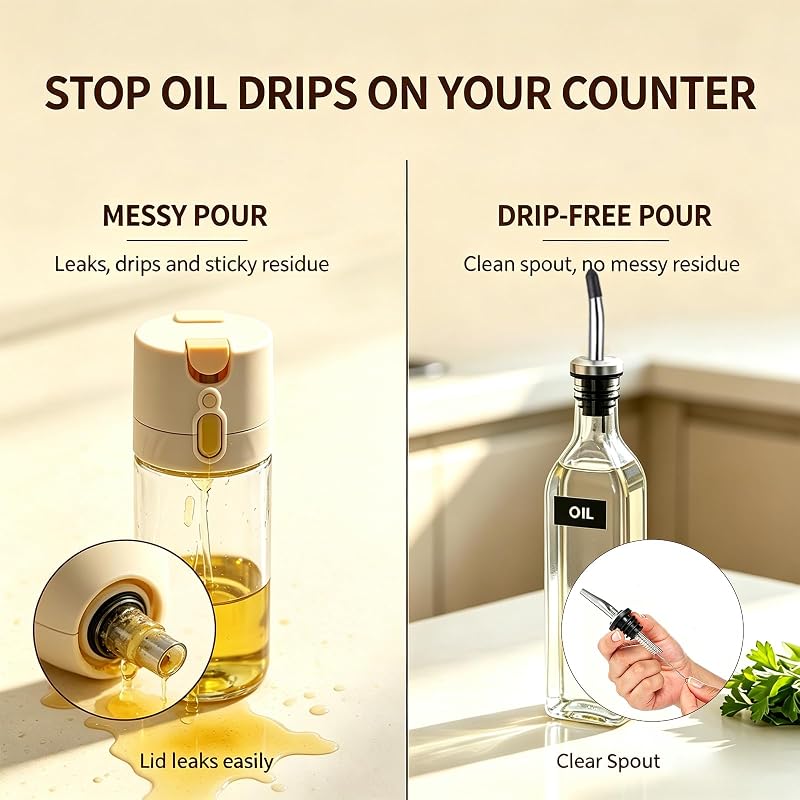 Botella de Aceite, Kit de Botella Dispensadora Aceite y Vinagre de 500 ml,