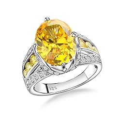 AGRULE Created Citrine Ring - 925 Sterling Silver