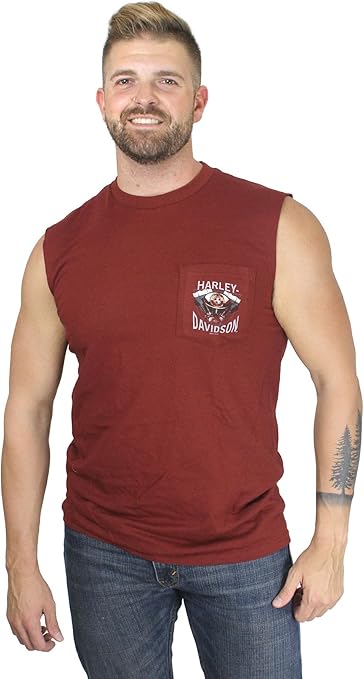 Harley-Davidson Playera sin Mangas para Hombre, Diseño de Motor Rock