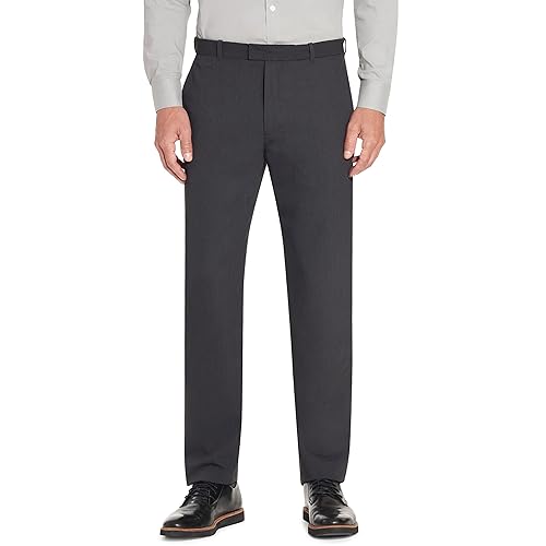 Van Heusen Men's Flex Straight Fit Flat Front Pant, Charcoal, 36W x 30L