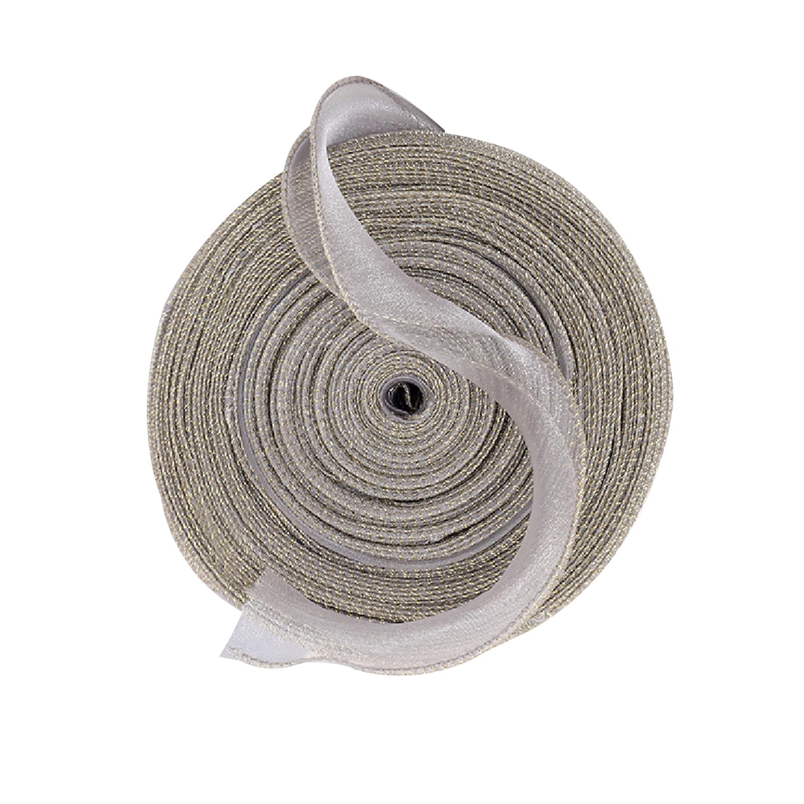 4cm*45 Yard Organza Chiffon Ribbon Gold Edge Sheer Chiffon Ribbon for Bouquet Gift Wrapping, Grey
