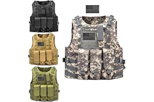 AZB Tactical Vest, Lightweight Airsoft Vest, Adjustable Paintball Vest with Removable Pouch