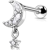 Melighting 16G Helix Earrings Upper Ear Cartilage Earrings Stainless Steel 316L Tragus Piercing Jewelry Clear CZ Conch PIercing Jewelry Earrings Studs for Women Body Piercing Jewelry