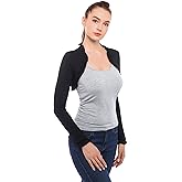 AmélieBoutik Women Ruffle Trim Long Sleeve Bolero Shrug Cropped Jacket