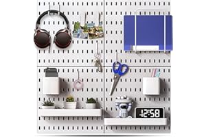 SZLYYDS Peg Boards for Walls, Pegboard Wall Organizer for Office/Craft Room/Bedroom/Kitchen, 4Pcs White Pegboard with Accessories, Craft Pegboard Wall Organizer 22" x 22"