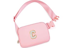 Uygafly Graduation Gifts for Girls Teen,Crossbody Bag for Women Girls Belt Bag Waist Packs Fanny Pack,Personalized Accessories for Preppy Stuff Gifts for Girls Teens Kids Initial White C,Peach Bag