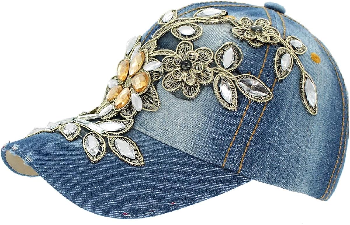 Damen Baseball Cap Mit Herz Knopf - Baumwolle Mütze Verstellbar 56-62cm