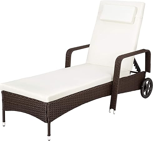 Tectake Rattan Day Bed Sun Canopy Lounger Recliner Garden