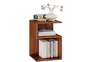 ODIKA Tokyo S Minimalist 3 Tier End Table - Minimalist 3-Tier Wood Nightstand for Small Spaces with Open Storage - Japanese-Inspired Bedside Table for Bedroom (Oak)
