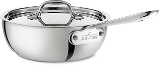 All-Clad 4213 Stainless Steel Sauteuse konisch mit Deckel, französiche Pfanne 25,4 cm, 2,8 L, induktionsgeeignet, Edelstahl