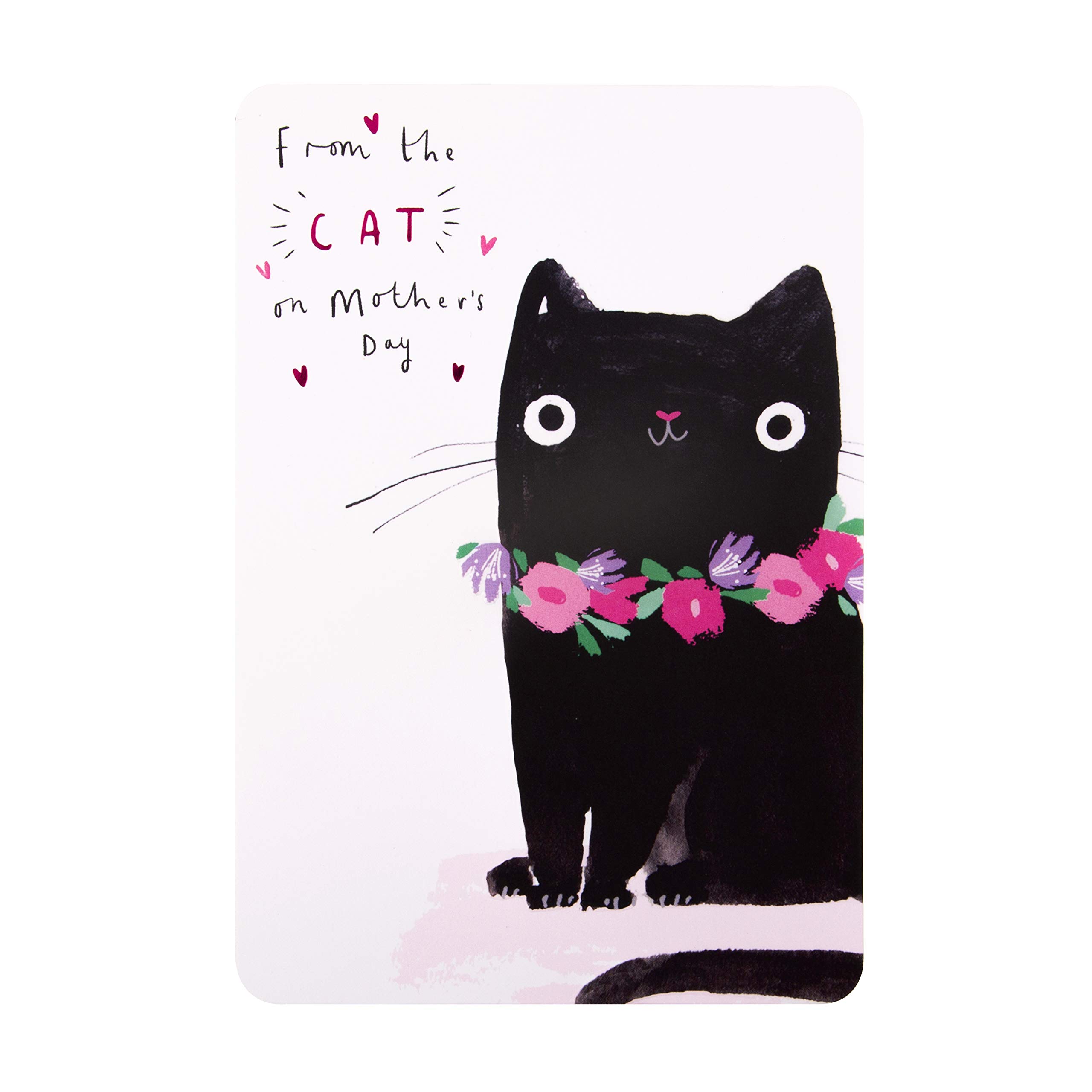 Hallmark Mothers Day Card from The Cat, Cute Black Cat Design, from The Pet, Cat Mum, Black, Pink, White
